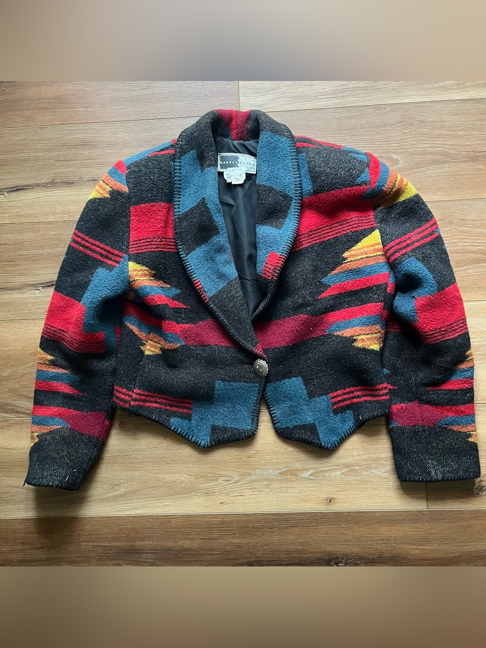 Vintage Rhonda stark Aztec southwestern cropped blazer jacket small/medium *read